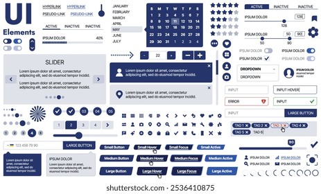 Una amplia Plantilla de Web con marcadores de posición para texto, Imágenes y controles de interfaz de usuario; adecuada para páginas de negocios o vitrinas de innovación