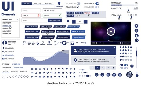 Una amplia Plantilla de Web con marcadores de posición para texto, Imágenes y controles de interfaz de usuario; adecuada para páginas de negocios o vitrinas de innovación