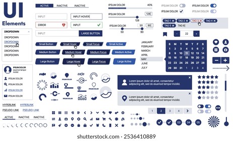 Una amplia Plantilla de Web con marcadores de posición para texto, Imágenes y controles de interfaz de usuario; adecuada para páginas de negocios o vitrinas de innovación