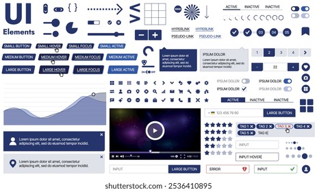 Una amplia Plantilla de Web con marcadores de posición para texto, Imágenes y controles de interfaz de usuario; adecuada para páginas de negocios o vitrinas de innovación