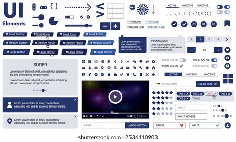 Una amplia Plantilla de Web con marcadores de posición para texto, Imágenes y controles de interfaz de usuario; adecuada para páginas de negocios o vitrinas de innovación