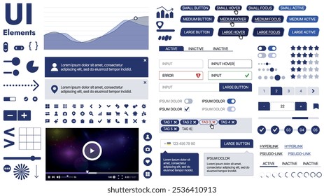 Una amplia Plantilla de Web con marcadores de posición para texto, Imágenes y controles de interfaz de usuario; adecuada para páginas de negocios o vitrinas de innovación