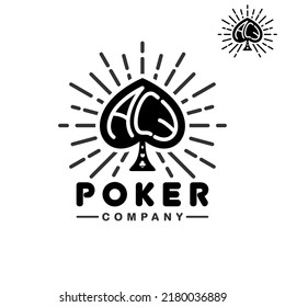 Spade Ace Flush Poker For Casino Or Gambling Company Logo