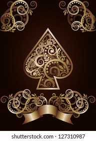 Spade ace poker playing cards, vector illustration