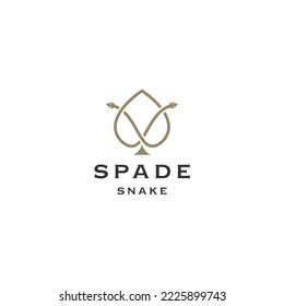 Spade ace with snake logo icon design template flat vector
