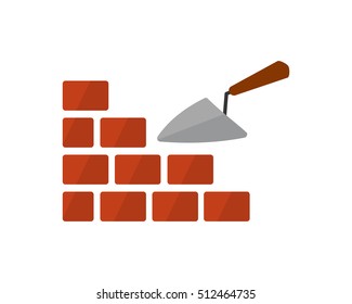 spade brick construction repair fix engineering tool equipment image vector icon logo
