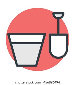 Spade and Bucket Colored Vector Icon