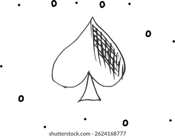 Spade Card Suit. Casino, gambling, entertainment. White background, free space, vector illustration 