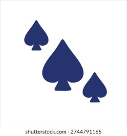 Spade Card Suit Icon Set – Minimalist Playing Card Symbol in Flat Design
