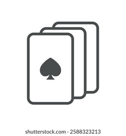 Spade Cards Deck, Playing Cards Icon. Thin Line Illustration of Spade Card Symbol, Representing Poker, Gambling, and Casino Games. Isolated Outline Vector Sign.