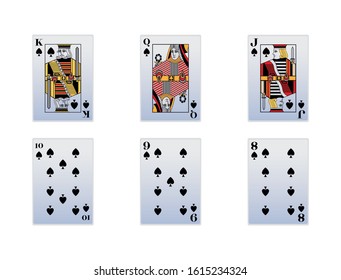 Spade cards icon set over white background, vector illustration