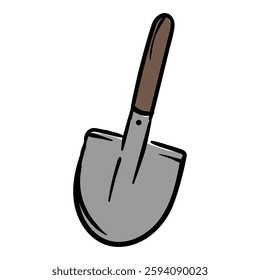 Spade. Construction tools. Simple vector illustration of icon, sticker, print. Hand-drawn image isolated on white background