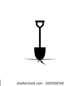 Spade dig, shovel icon symbol work on the land, garden, gardening, agriculture vector illustration pictogram