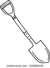 Spade drawing. Digging tool icon. Shovel doodle