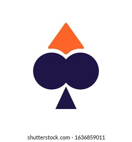 Spade elegant logo design with an orange cone on it 