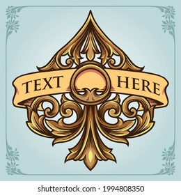 Spade elegant Ornament With Banner Vintage Vector illustrations for your work Logo, mascot merchandise t-shirt, stickers Label designs, poster, greeting cards advertising business company or brands.