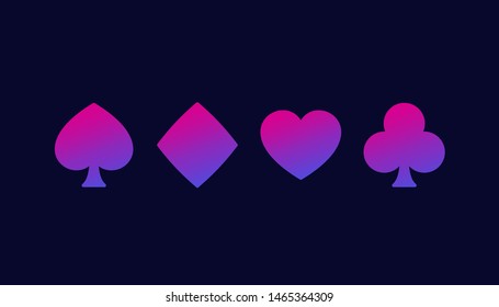 spade, heart, diamond and club icons with gradient