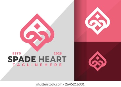 Ilustração do design do vetor do ícone do logotipo do coração de Spade