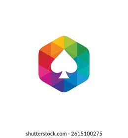 Spade Hexagon Logo design vector template isolated on white background