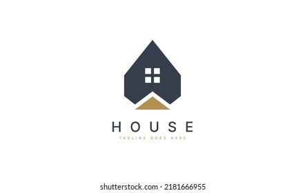 Spade House Logo. Usable for Business, Real Estate, House, Apartment and Branding Company Logos. Flat Vector Logo Design Template Element.