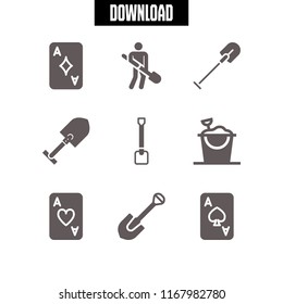 spade icon. 9 spade vector set. ace of diamonds, ace of hearts, ace of spades and shovel icons for web and design about spade theme