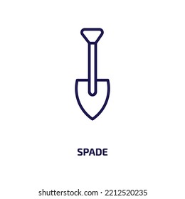spade icon from construction and tools collection. Thin linear spade, play, gambling outline icon isolated on white background. Line vector spade sign, symbol for web and mobile