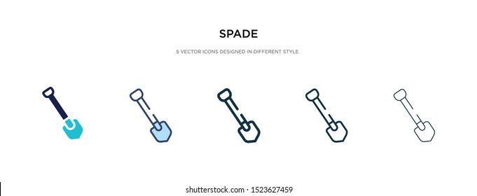 spade icon in different style vector illustration. two colored and black spade vector icons designed in filled, outline, line and stroke style can be used for web, mobile, ui