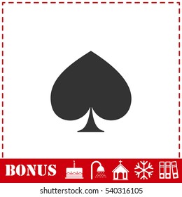 Spade icon flat. Simple vector symbol and bonus icon