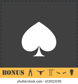 Spade icon flat. Simple vector symbol and bonus icon