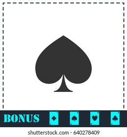 Spade icon flat. Simple vector symbol and bonus icon