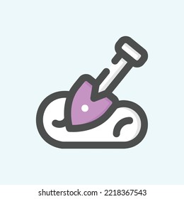  spade icon, isolated Labour colored outline icon in light blue background, perfect for website, blog, logo, graphic design, social media, UI, mobile app