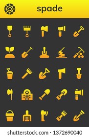 spade icon set. 26 filled spade icons. 