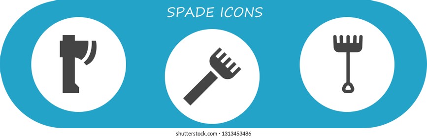 spade icon set. 3 filled spade icons.  Simple modern icons about  - Axe, Rake