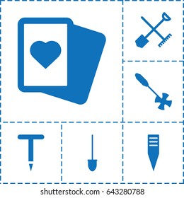 Spade icon. set of 6 spade filled icons such as shovel and rake, spades, gardening tool