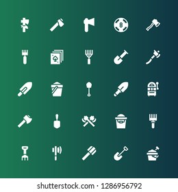 spade icon set. Collection of 25 filled spade icons included Sand bucket, Shovel, Axe, Rake, Jackpot, Sand, Poker, Casino