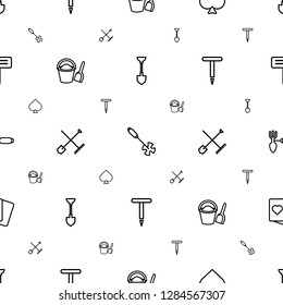 spade icons pattern seamless white background. Included editable outline shovel, gardening tool, Spades, bucket and shovel, shovel and rake icons. spade icons for web and mobile.