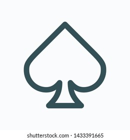 Spade isolated icon, poker outline icon, casino games linear vector icon