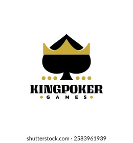 a spade with a king crown. poker games logo template. card game logo icon.