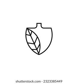 Spade and leaf simple line art logo template