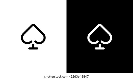 Spade logo vector casino poker gambling symbol black and white icon style Design template