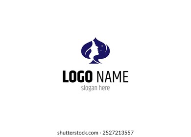 logotipo spade com rosto de mulher em estilo de design plano