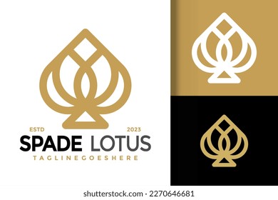 Spade Lotus Leaf logo vector icon illustration