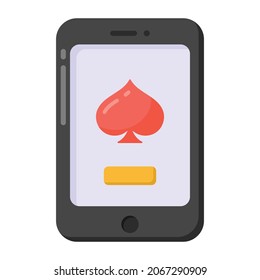 Spade en móvil, icono plano de la aplicación de póquer en línea