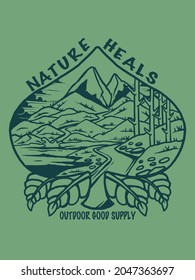 spade nature heals print illustration