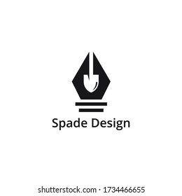 Spade  with pen tool logo template negative space