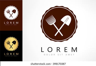 Spade and pitchfork logo vector design
