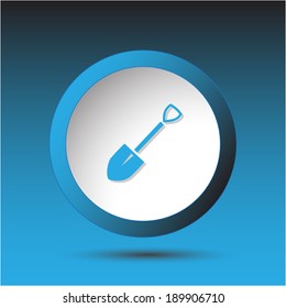 Spade. Plastic button. Vector illustration.