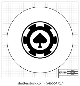 Spade poker chip casino icon