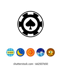 Spade poker chip casino icon