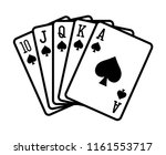 Spade royal straight flush poker hand flat vector icon for casino apps and websites